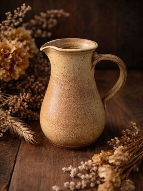 Signed Studio Pottery Pitcher Grimes Handmade Rustic Vase 8”